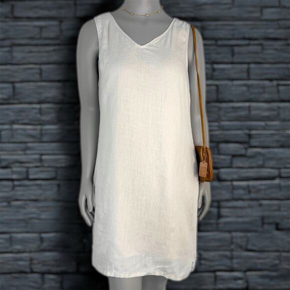 Linen Sleeveless Shift Dress Minimalist Capsule Wardrobe Cynthia Rowley Size 14 - Picture 1 of 10